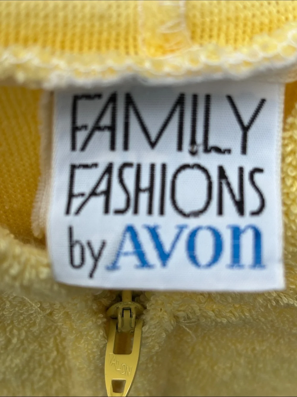 Vintage Avon Hooded Zip Terry Robe Zip Cover Up Yellow Kids with Rainbow Trim